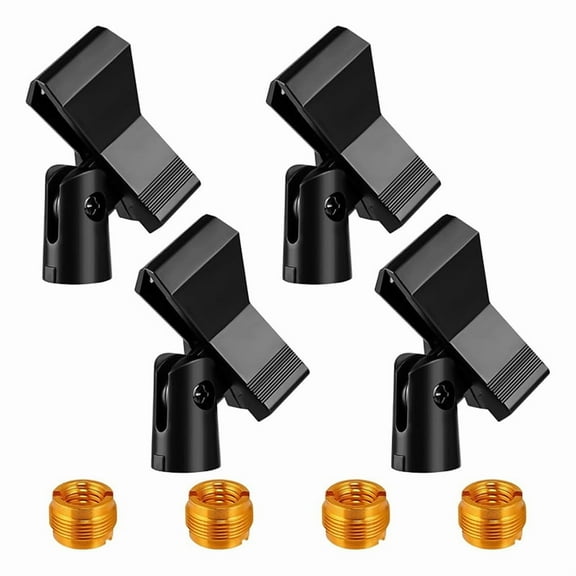 4 Piece Mic Clips for Stands Set Adjustable Mic Holders with Adapters, Wireless Mic & Clamp for Mic Stands,4 * Mic Holder Clamp 4 * Adapters,