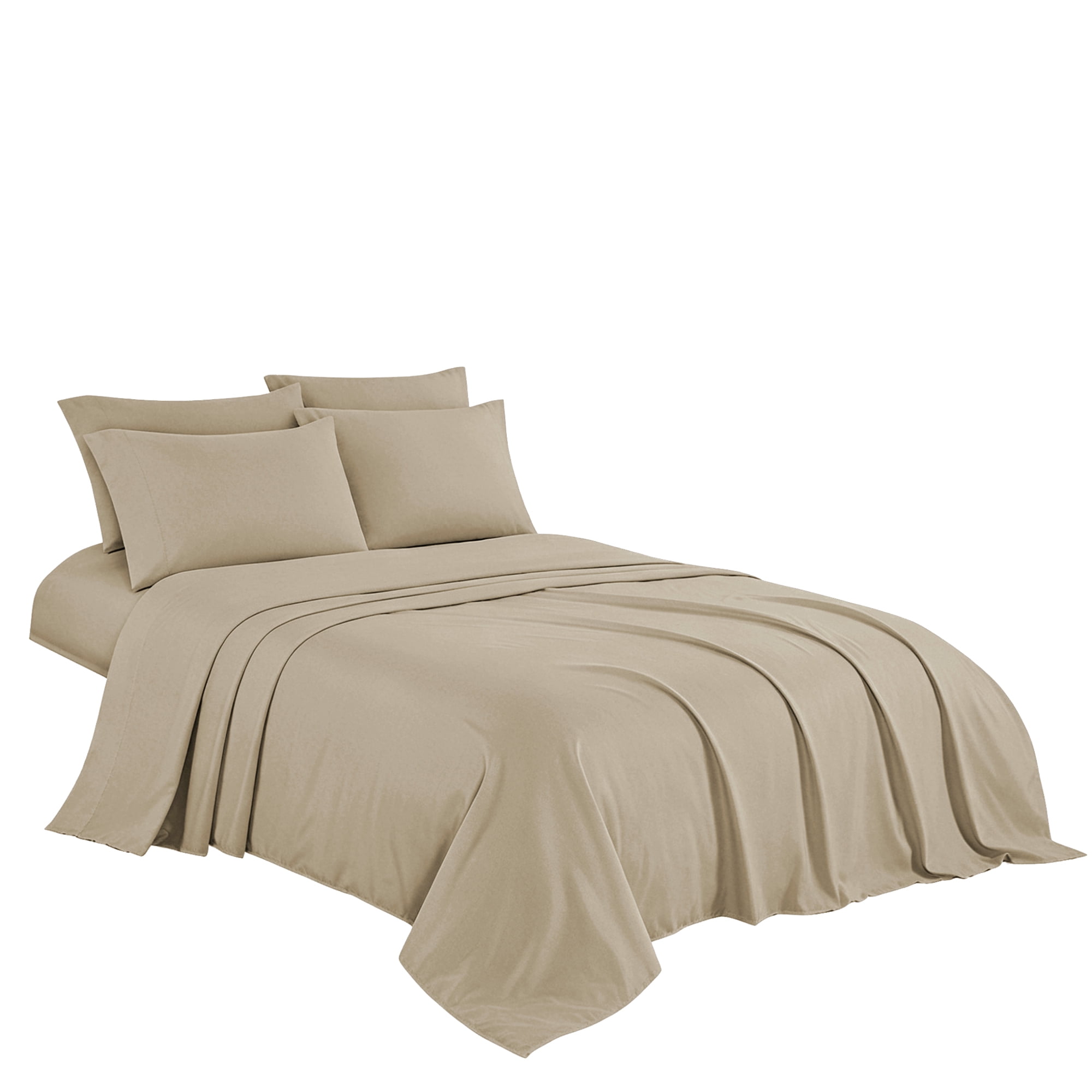 4-Piece Microfiber Bed Sheet Set,Soft Wrinkle‑Resistant Bedding,FULL,Taupe