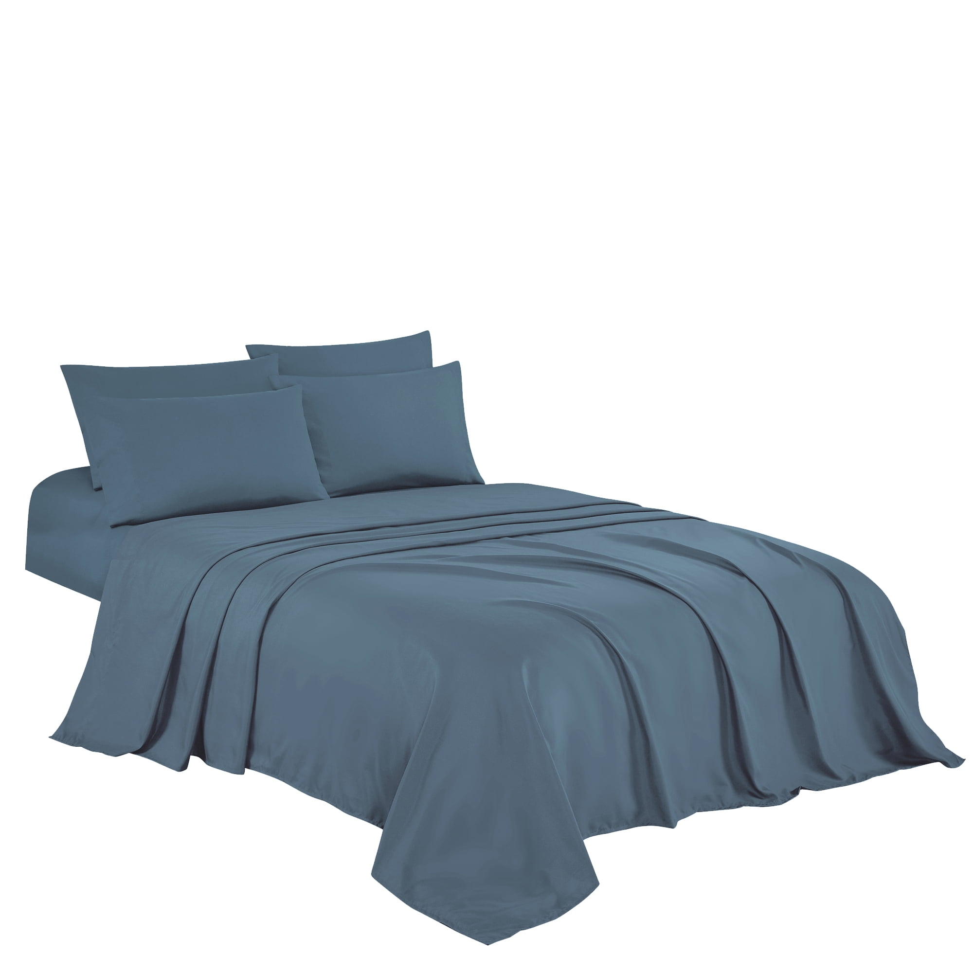 4-Piece Microfiber Bed Sheet Set,Soft Wrinkle‑Resistant Bedding,KING,Dusty Blue