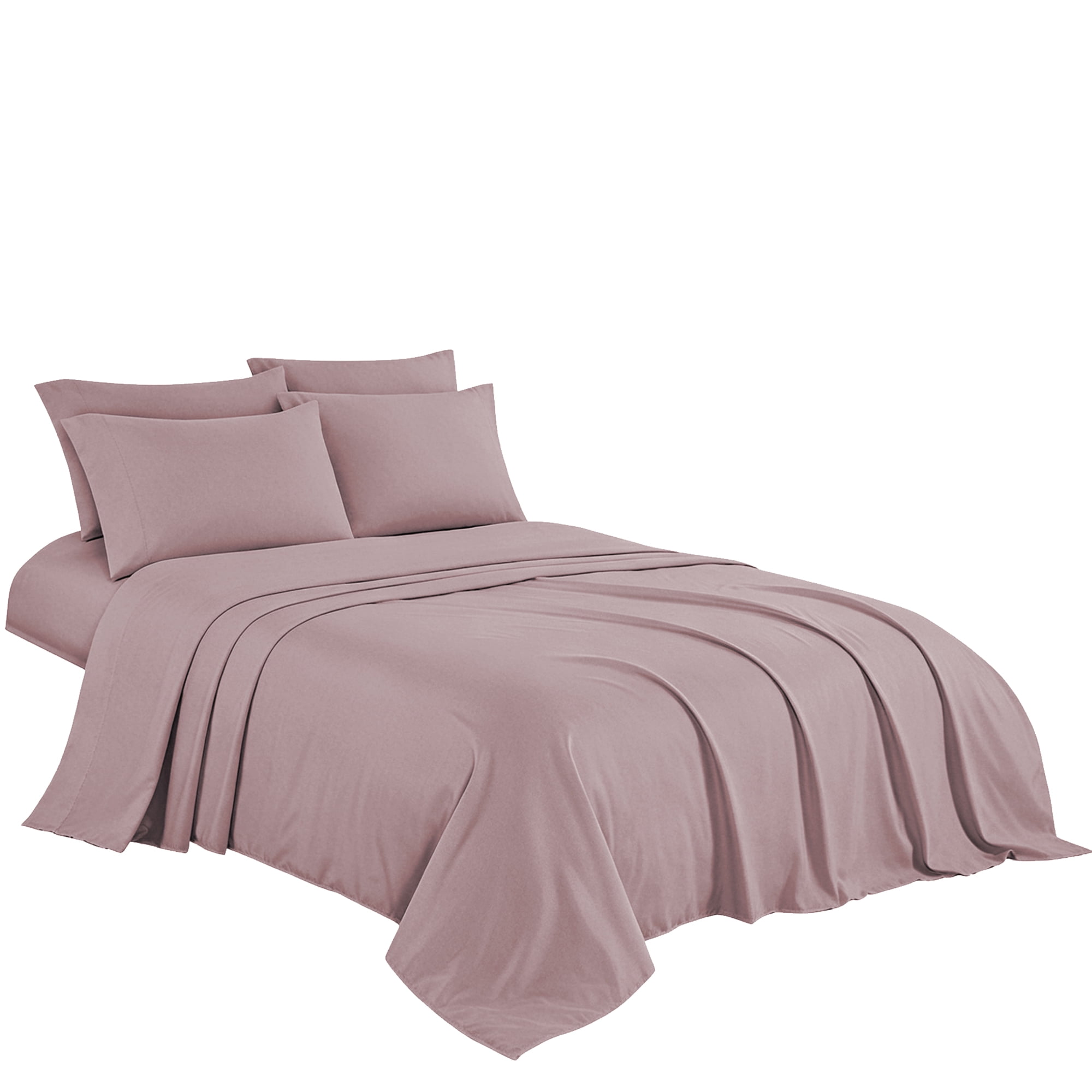 4-Piece Microfiber Bed Sheet Set,Soft Wrinkle‑Resistant Bedding,KING,Rose