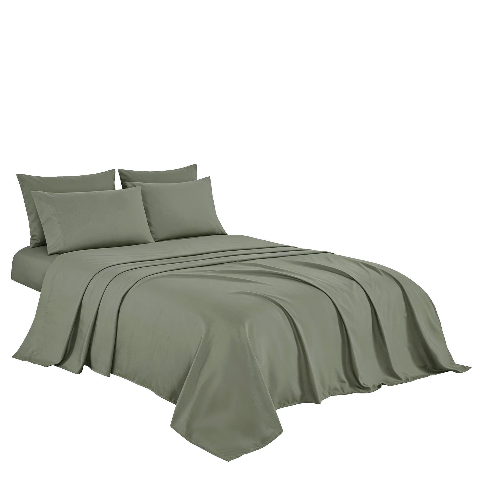 4-Piece Microfiber Bed Sheet Set,Soft Wrinkle‑Resistant Bedding,KING,Sage Green