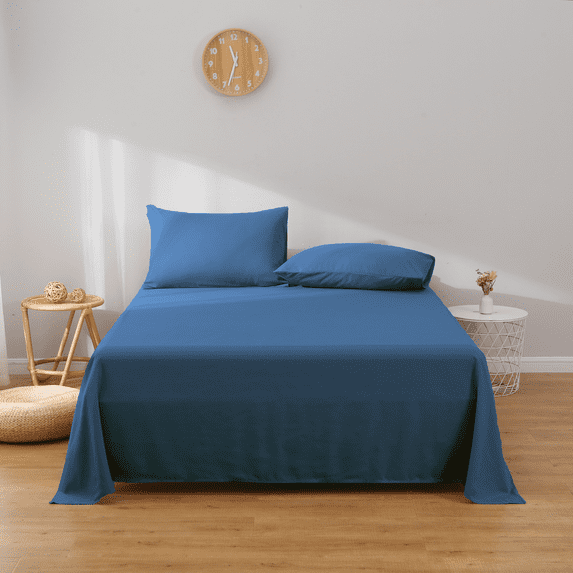 4-Piece Microfiber Bed Sheet Sets,1400 Thread Count Deep Pocket Bedding,Wrinkle Fade Resistant Lightweight (Queen ,Navy Blue )