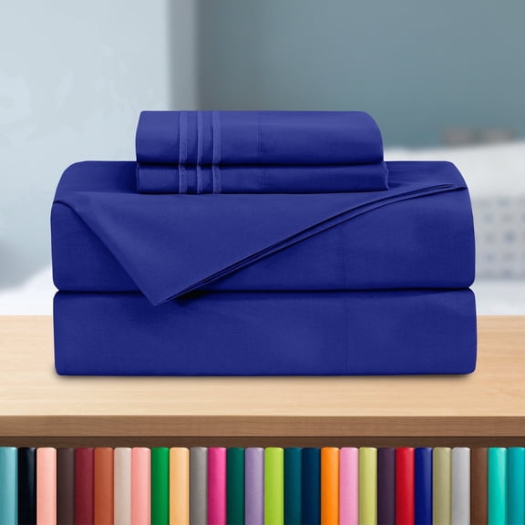 Elegant Comfort Deep Pocket 4-Piece Bed Sheet Set, Ultra-Soft Microfiber, Luxury Bedding Gift, Queen, Royal Blue