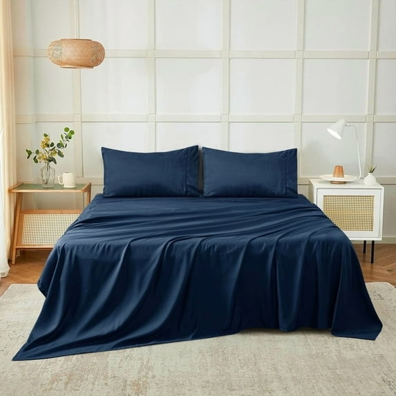 Sheet Set King - Microfiber 4 Piece Bed Sheet Set with 16-Inch Deep Pocket - Easy Care Wrinkle Free Bed Sheets