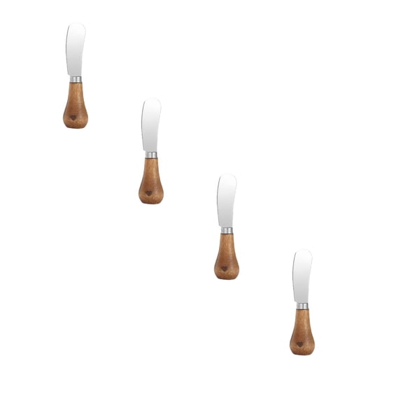4-Piece Mini Butter Spreader,Standing Butter Set Stainless Spreader Utensils Wooden Handle Cheese Standing Design Cutlery