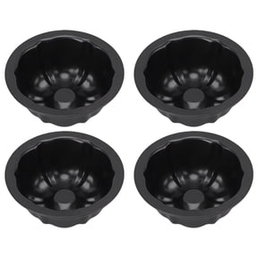 M Buder 4-Piece Mini Flan Pan Set - 4-Inch Round Nonstick Pudding & Cake Molds