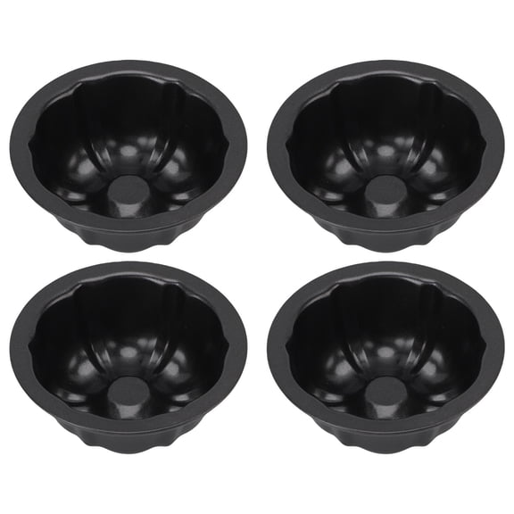 M Buder 4-Piece Mini Flan Pan Set - 4-Inch Round Nonstick Pudding & Cake Molds