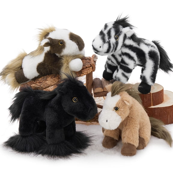 Muiteiur 4-Piece Mini Horse Stuffed Animal 6 Inch Horse Plush Toy Set