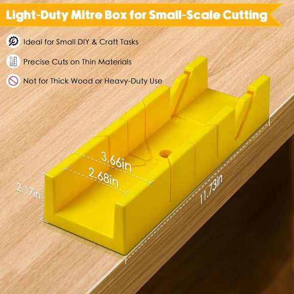 4-Piece Miter Box and Saw Set, 2.68  12-Inch Mitre Box with 3 Mitre Saws for Hardwood to Soft Metal Precise Miter and Bevel Cuts, Miter Box with Saw Included for Light-duty Tasks Only