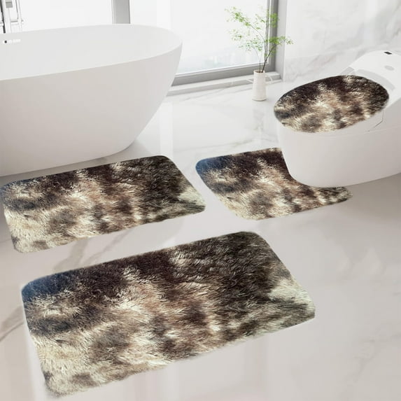 4-Piece Mixed Colors Bathroom Rug Set with Latex Non-Slip Backing, Velvet Fleece and Foam, Sizes 40x80cm 40x60cm 40x50cm 40x38cm, Machine Washable