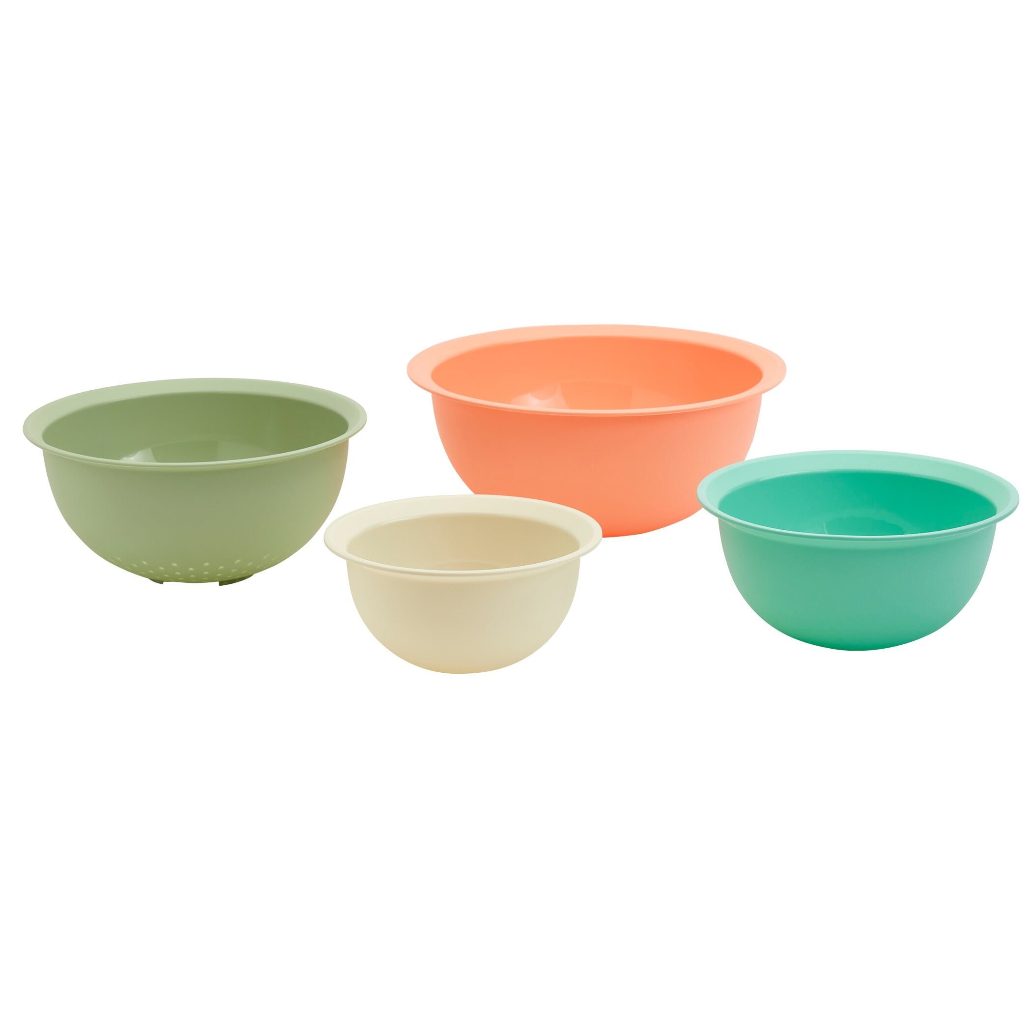 Assorted Color Plastic 4-Piece Mixing Bowl and Colander Set