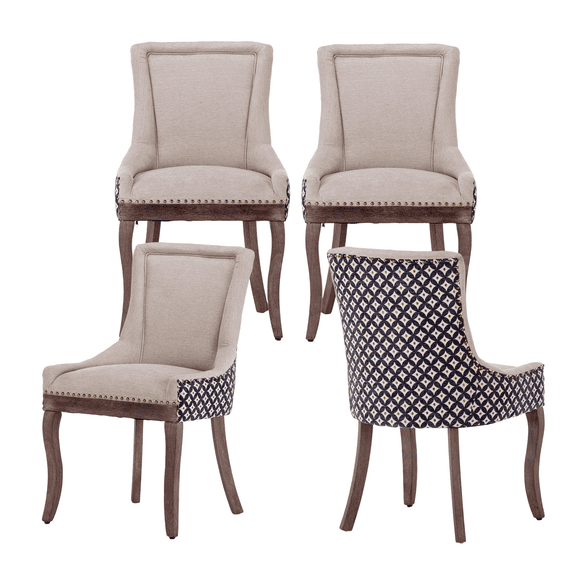 4-Piece Modern Dining Side Chairs, High-Back Upholstered Fabric Design with Sturdy Solid Wood Legs for Dining Room and Kitchen Use, Beige