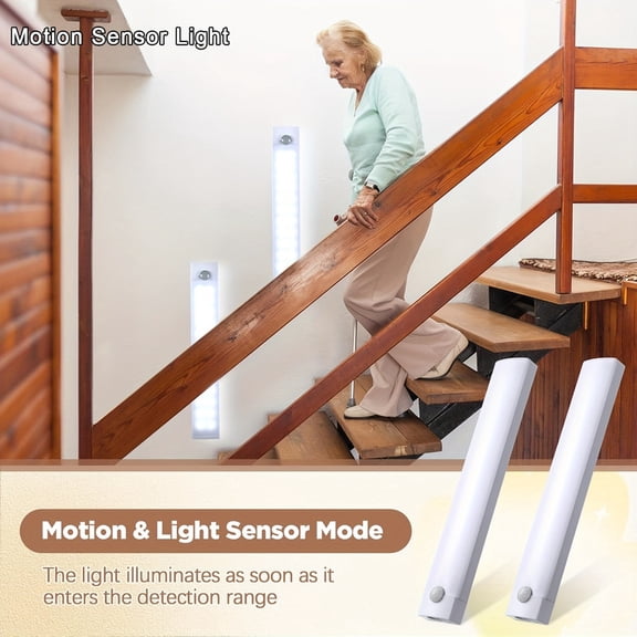 4 Piece Motion Body Sensor Light, 11.8 Inch, Magnetic Rechargeable, For Cabinets, Room Base Lights, Stick Anywhere Wireless Night Light Strip, Cool White Light Back to School Gift