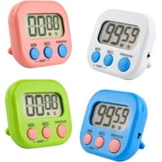 4-Piece Multi-Function Electronic Timer, Learning Management, Suitable for Kitchen, Study, Work, Exercise Training, Outdoor Activities(not Including Battery)
