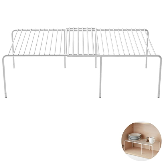 4 Pcs Expandable Shelf Organizer Spice Rack Organizer for Cabinet, Metal Cabinet Organizer Pantry Shelf for Kitchen Countertop, Space Saving Non Slip Rustproof, White