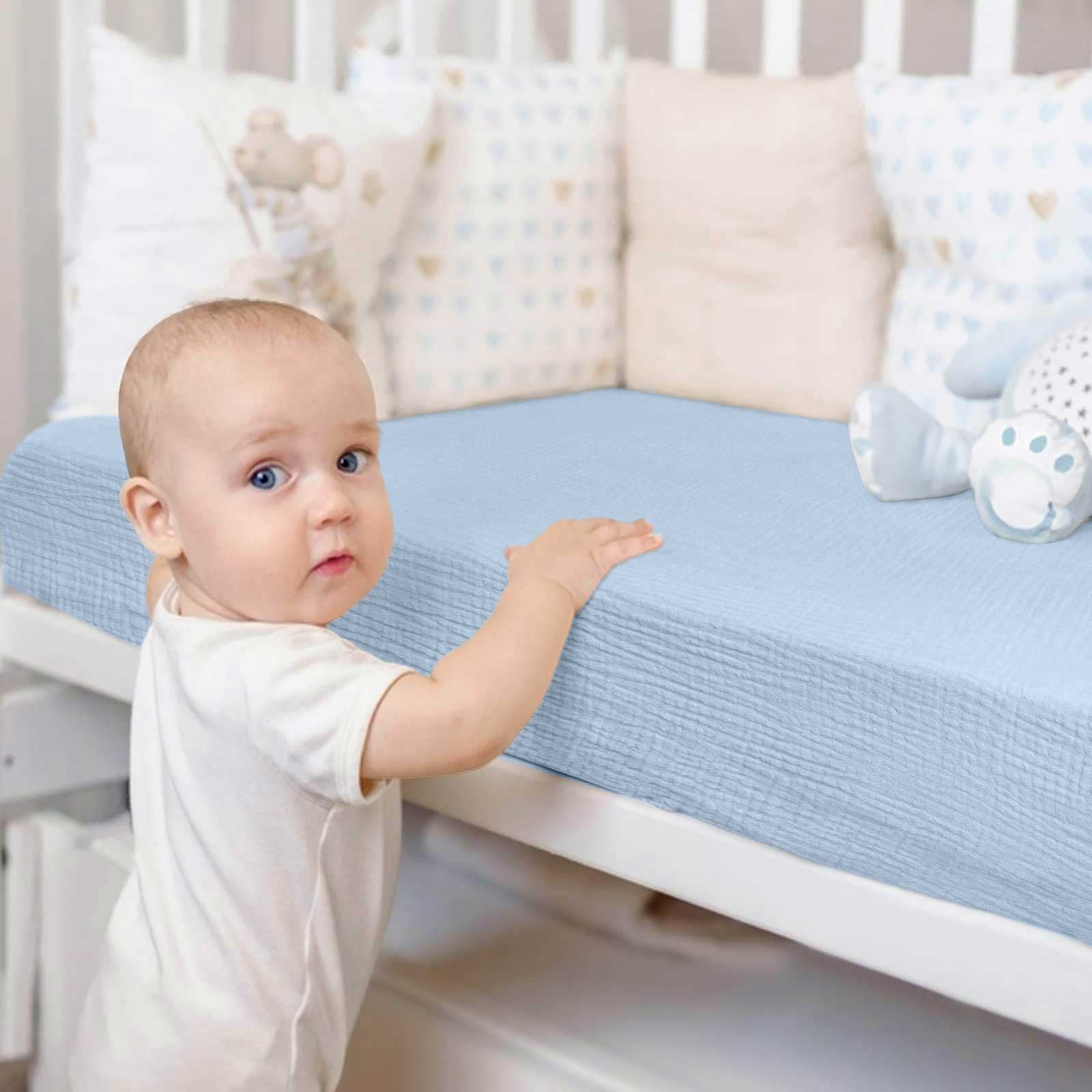 4-Piece Muslin Crib Bedding Set Soft Breathable Mattress Sheets For Nursery
