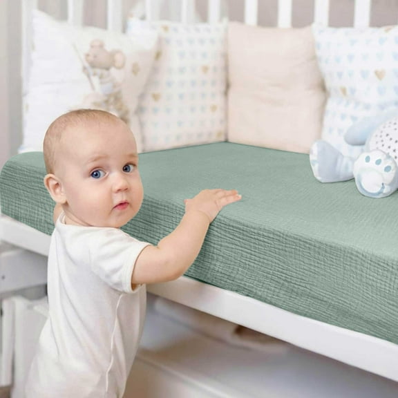4-Piece Muslin Crib Bedding Set Soft Breathable Mattress Sheets For Nursery