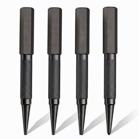 4-Piece Nail Punch and Center Punch Set, Hardened Cr-V Steel with Knurled Grip,1/32", 1/16", 3/32" Nail Setter & 1/32" Center Punch Tool