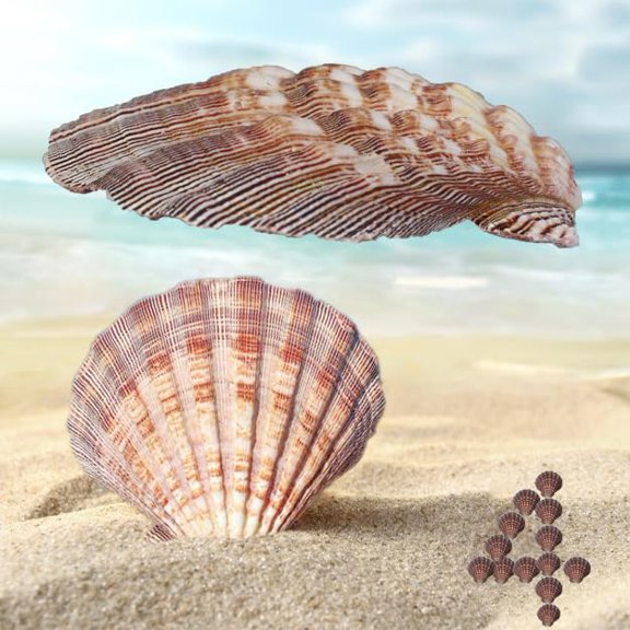 4 Piece Natural Scallop Shells 5-6" for Crafts Decor Home Art Vase Filler Fish Tank