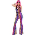 thumbnail image 1 of 4 Piece Neon Leopard Print Bell Bottoms Jumpsuit - Extra Small, 1 of 1