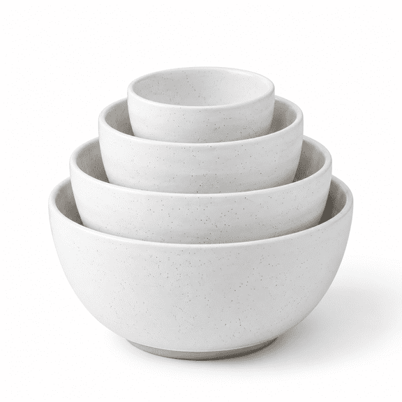 4-Piece Nesting Stoneware Mixing Bowl Set, 18/40/90/140 Oz, Moonstone