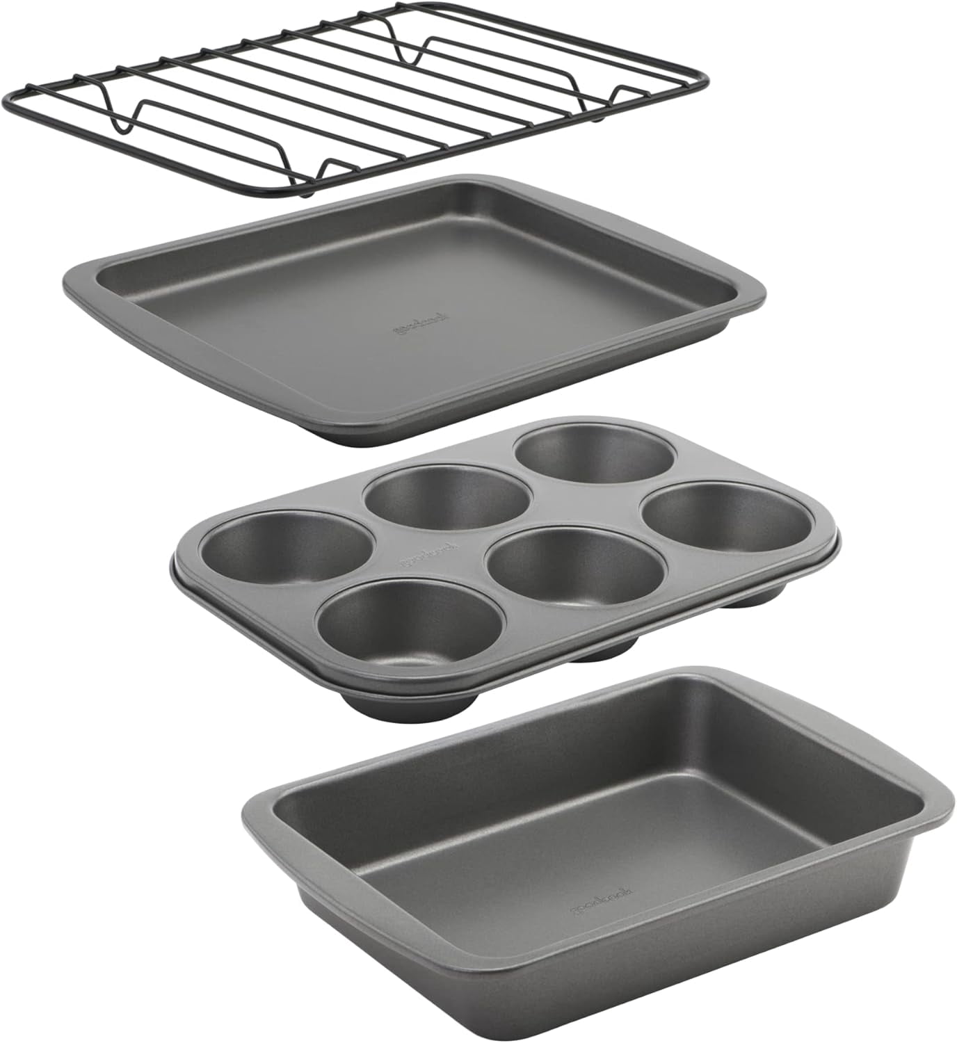4-Piece Nonstick Steel Toaster Oven Set with Sheet Pan, Rack, Cake Pan ...