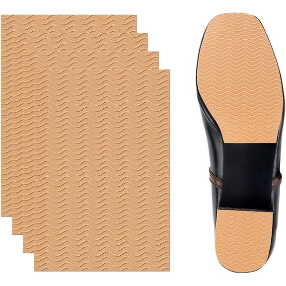 4 Piece Nude 5.9x3.9 Inch Silicone Shoe Sole Protector Anti Slip Self Adhesive Bottom Grip Pad