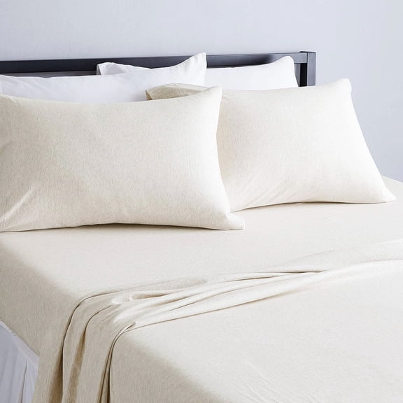 4 Piece Oatmeal Jersey Bed Sheet Set in King Includes Super Soft Sheets