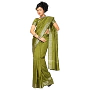 4 Piece Olive Green Art Silk Sari, Saree, Wrap, custom blouse, petticoat, Bindi