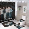 thumbnail image 1 of 4 Piece One Music Direc-,Ti0n Shower Curtain Sets with Rugs, Toilet Lid Cover, Bath Mat and 12 Hooks, Waterproof Shower Curtain Set for Bathroom, 1 of 8