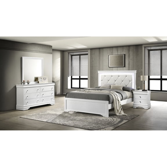 4 Piece Option - LED Lit Headboard - Bedroom Use - Elegant Bedroom Decor
