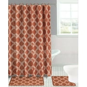 SAMIMPORT-2011 4 Piece Orange Butterfly Bathroom For Any Season Print Design Set 2 Bath Math, 1 piece Shower Curtain , 12 Rings Covered Anti -Slip Rubber Mat Backing