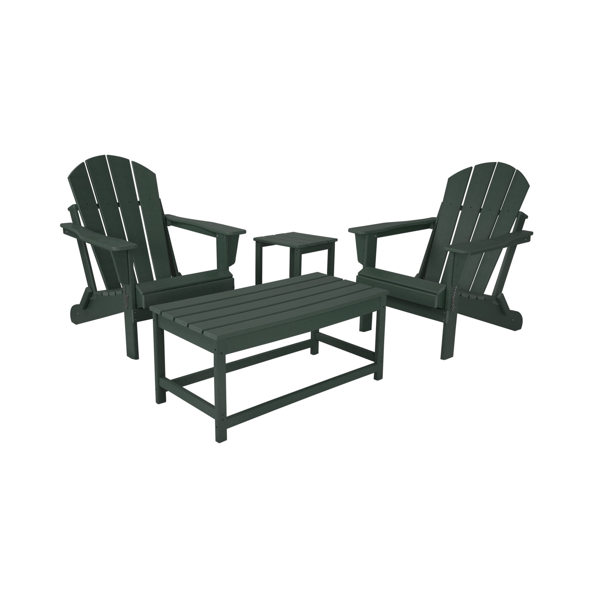4-Piece Outdoor Paio Adirondack Conversation Seating Set, Dark Green