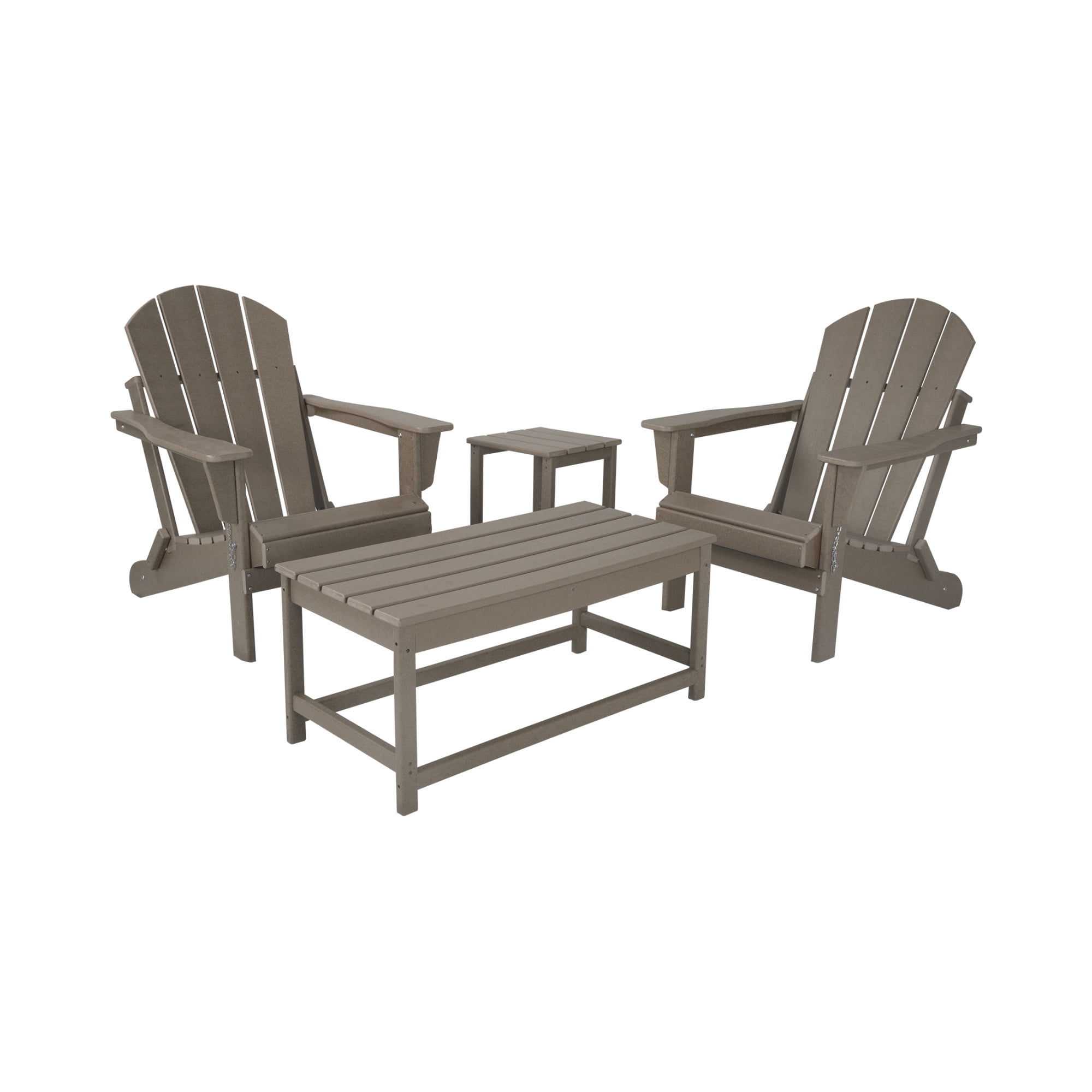 4-Piece Outdoor Paio Adirondack Conversation Seating Set, Weathered Wood