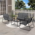 thumbnail image 1 of 4-Piece Outdoor Patio Furniture Set with Loveseat, 2 Textilene Chairs & Tempered Glass Table – All-Weather Rust-Resistant Conversation Set for Backyard, Deck, Garden (Grey), 1 of 8