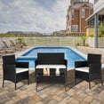 thumbnail image 1 of 4 Piece Outdoor Patio Furniture Set, PE Rattan Wicker Chair Set, Sectional Furniture Bistro Set with Cushions and Tea Table, Wicker Conversation Set for Backyard Lawn Porch Garden Poolside, B423, 1 of 9