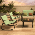 thumbnail image 1 of 4-Piece Outdoor Patio Furniture Set, Textilene Conversation Set with 2 Rocking Chairs & Tempered Glass Table, for Lawn Garden Balcony Poolside, Green, 1 of 5