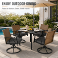 thumbnail image 1 of 5-Piece Patio Dining Set for 4, Outdoor Wicker Patio Table and Chairs Set with 4 Cushioned Swivel Rocker Chairs, Steel Tabletop with Umbrella Hole, Brown Rattan Outdoor Dining Furniture Set for Backy, 1 of 7