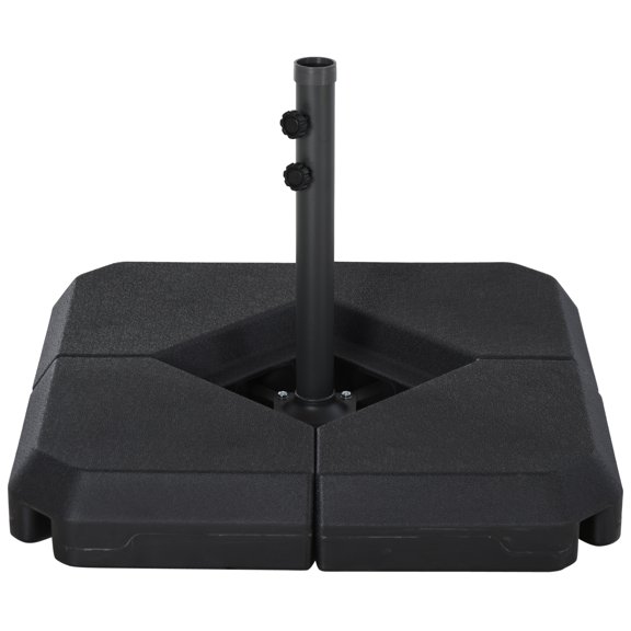 4-Piece Outdoor Patio Offset Umbrella Base Stand Weight Holder W/ Cross Base For Powerful Support, 158Lbs Sand Or 132Lbs Water Filled, Black