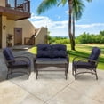 thumbnail image 1 of 4-Piece Outdoor Sectional Sofa Set, Wicker Conversation Sets with Arm Chairs, Tempered Glass Table, Cushions, All-Weather Rattan Patio Furniture Sets for Backyard Garden Pool, K3008, 1 of 10