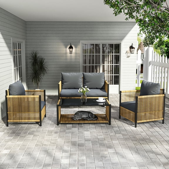 4-Piece Outdoor Set - Waterproof Feature - Patio Hangout - Removable Covers