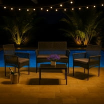 4-Piece Wicker Outdoor Conversation Sets with Cushions and Coffee Table