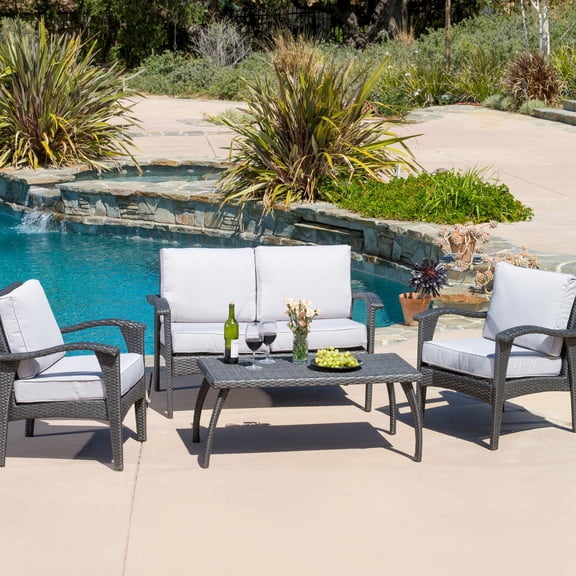 4 - Piece PE Wicker Set | Patio Gathering | Cozy Outdoor Experience