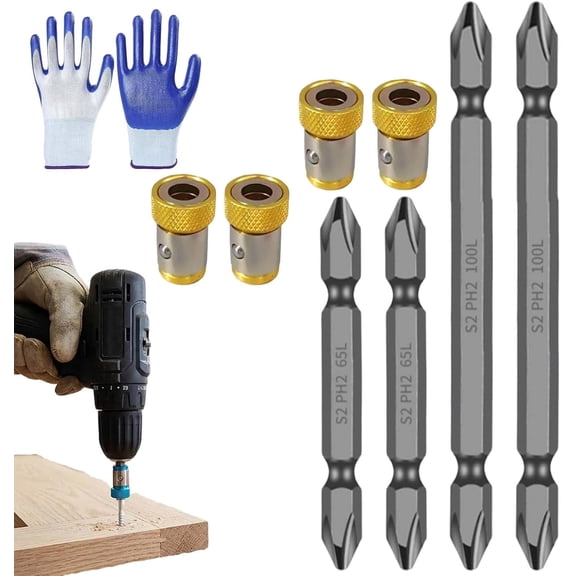 4-Piece PH2 Magnetic Screw-Holding Bit Set - S2 Steel 1/4 Inch Hex Shank Magnetic Screwdriver Bits, Impact Driver Compatible, Anti-Slip for Drill, Woodworking, Automotive DIY Repair (C)