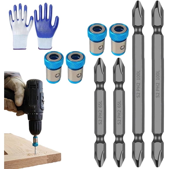 4-Piece PH2 Magnetic Screw-Holding Bit Set - S2 Steel 1/4 Inch Hex Shank Magnetic Screwdriver Bits, Impact Driver Compatible, Anti-Slip for Drill, Woodworking, Automotive DIY Repair (Blue)