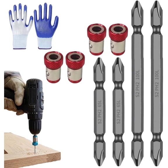 4-Piece PH2 Magnetic Screw-Holding Bit Set - S2 Steel 1/4 Inch Hex Shank Magnetic Screwdriver Bits, Impact Driver Compatible, Anti-Slip for Drill, Woodworking, Automotive DIY Repair (B)
