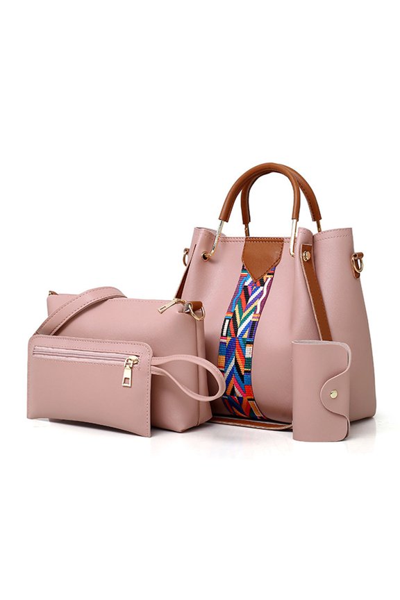 4-Piece PU Leather Handbag Set with Aztec Print Shoulder Bag Crossbody and Clutch for Women Daily Use 9.8 x 5.1 x 9.8 inches