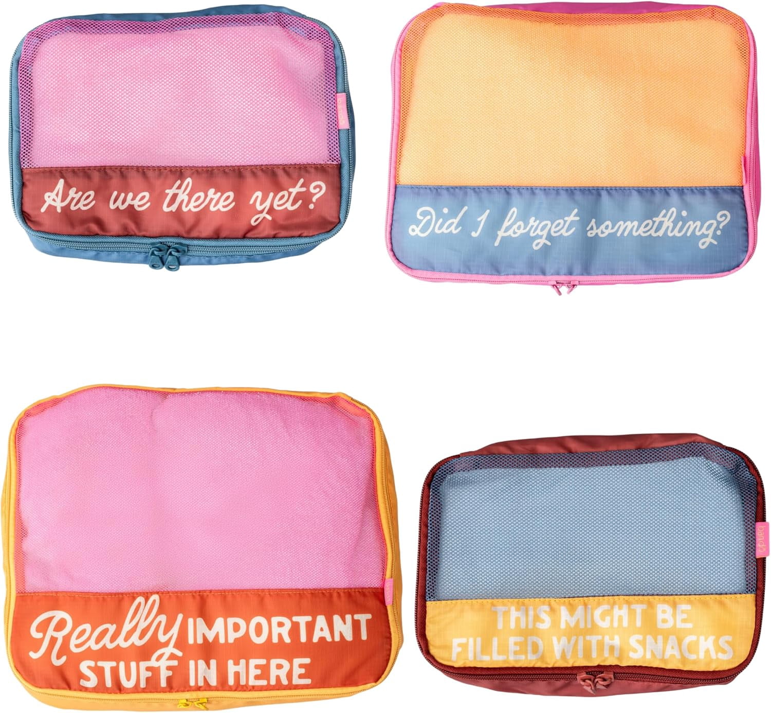4-Piece Packing Cube Set – Polyester & Mesh Foldable Luggage Organizers – 1 Large (14.2"x11.2"x4") + 1 Medium (12.2"x9.2"x3.5") + 2 Small (9.2"x6.2"x3") – Bits and Bobs