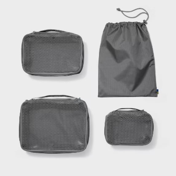 4-Piece Packing Cube Set, Recycled Polyester Travel Organizers for Luggage & Suitcase Storage
