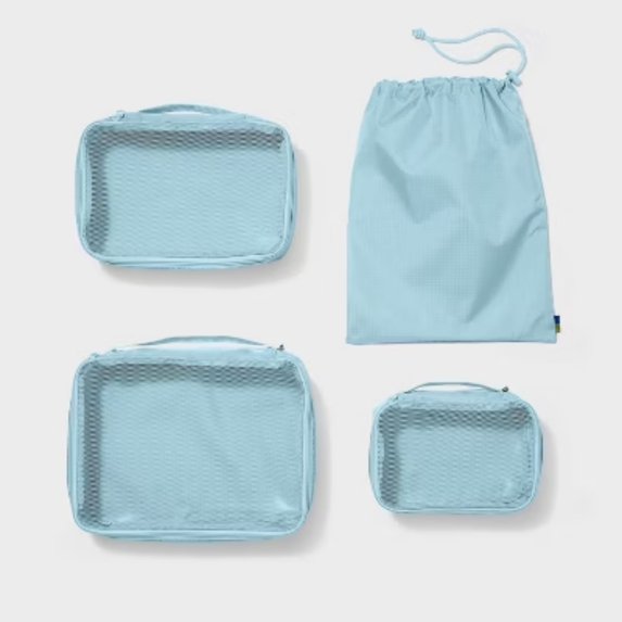 4-Piece Packing Cube Set, Recycled Polyester Travel Organizers for Luggage & Suitcase Storage